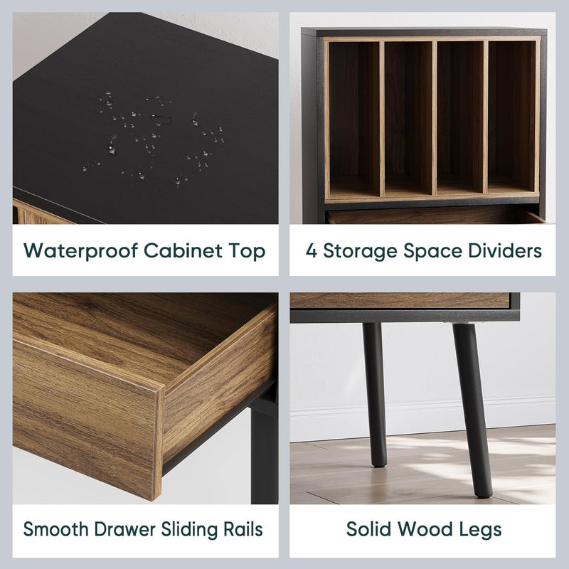 Record Player Stand with Nesting Vinyl Storage Crate