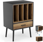 Record Player Stand with Nesting Vinyl Storage Crate