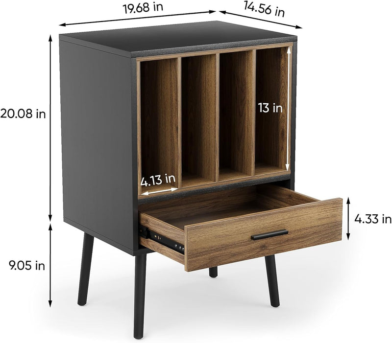 Record Player Stand with Nesting Vinyl Storage Crate