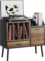 Record Player Stand with Nesting Vinyl Storage Crate