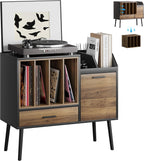 Record Player Stand with Nesting Vinyl Storage Crate