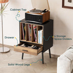 Record Player Stand with Nesting Vinyl Storage Crate
