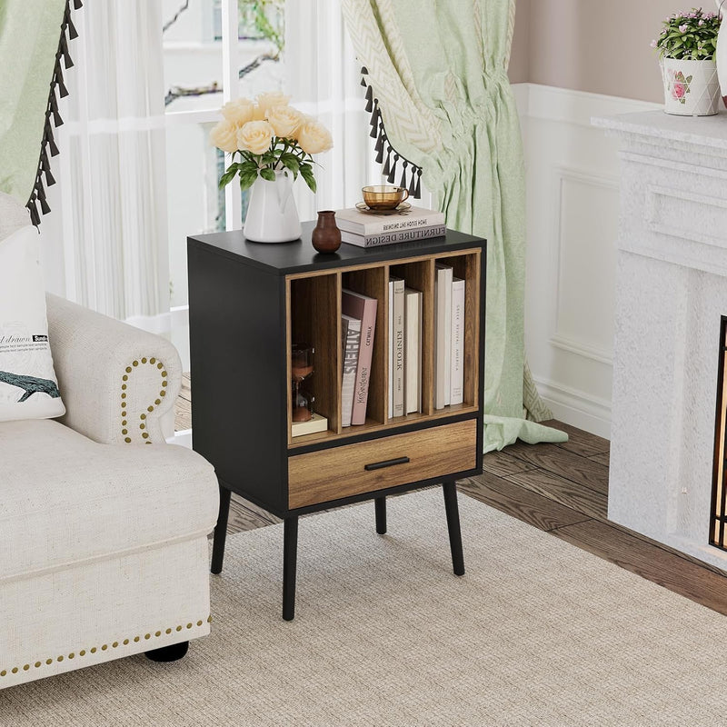 Record Player Stand with Nesting Vinyl Storage Crate