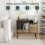 Record Player Stand with Nesting Vinyl Storage Crate