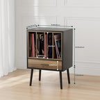 Record Player Stand with Storage Crate Drawer Vinyl