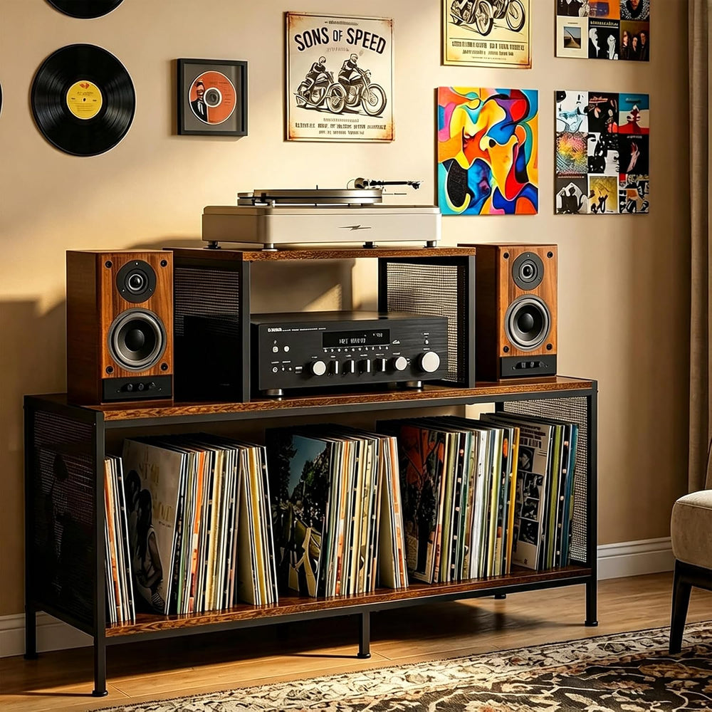 Record Player Stand with Vinyl Storage 350+ Cabinet
