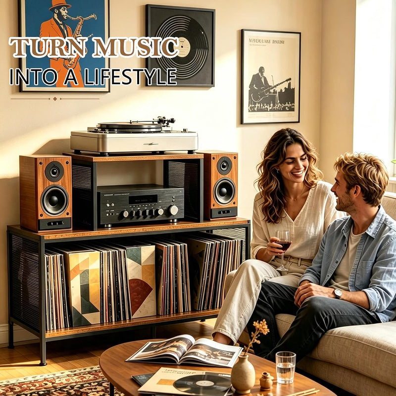 Record Player Stand with Vinyl Storage 350+ Cabinet