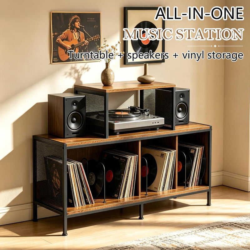 Record Player Stand with Vinyl Storage 350+ Cabinet