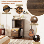 Record Player Stand with Vinyl Storage Drawer Wooden