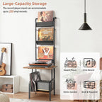 Record Player Stand with Vinyl Storage for 200