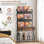 Record Player Stand with Vinyl Storage for 200