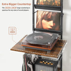 Record Player Stand with Vinyl Storage for 200