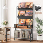 Record Player Stand with Vinyl Storage for 200
