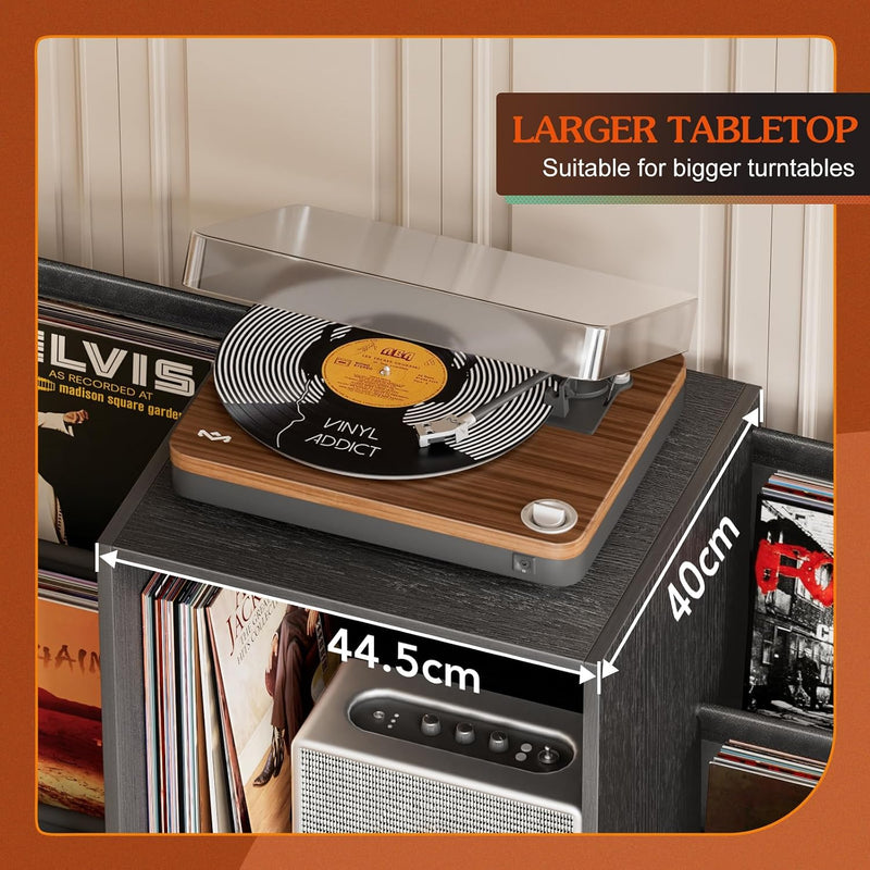 Record Player Stand with Vinyl Storage for 280