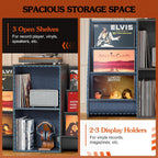 Record Player Stand with Vinyl Storage for 280