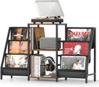 Record Player Stand with Vinyl Storage for 280