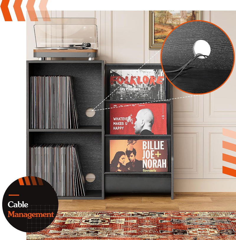 Record Player Stand with Vinyl Storage for 280