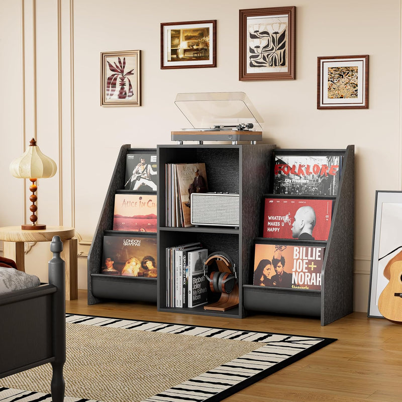 Record Player Stand with Vinyl Storage for 280