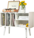 Record Player Stand with Vinyl Storage Holds Up
