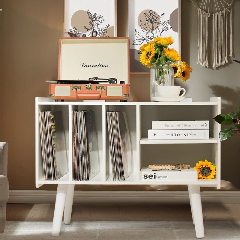 Record Player Stand with Vinyl Storage Holds Up
