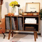 Record Player Stand with Vinyl Storage Holds Up