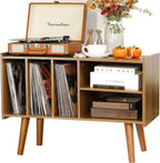 Record Player Stand with Vinyl Storage Holds Up