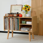 Record Player Stand with Vinyl Storage Holds Up