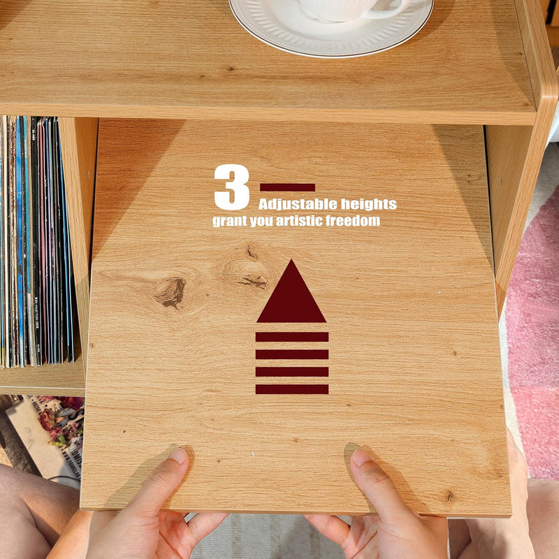 Record Player Stand with Vinyl Storage Holds Up