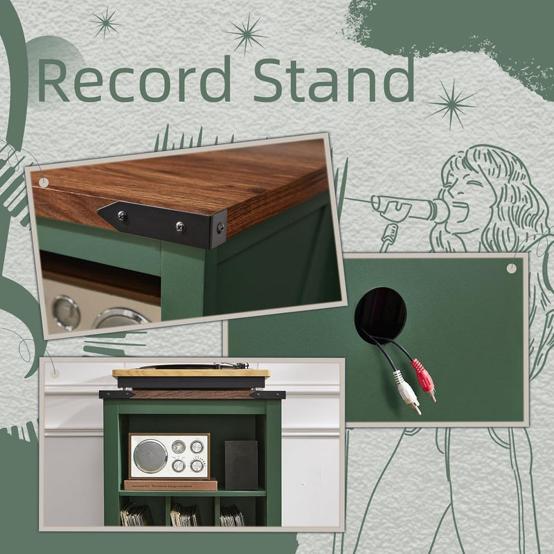 Record Player Stand with Vinyl Storage Large Table