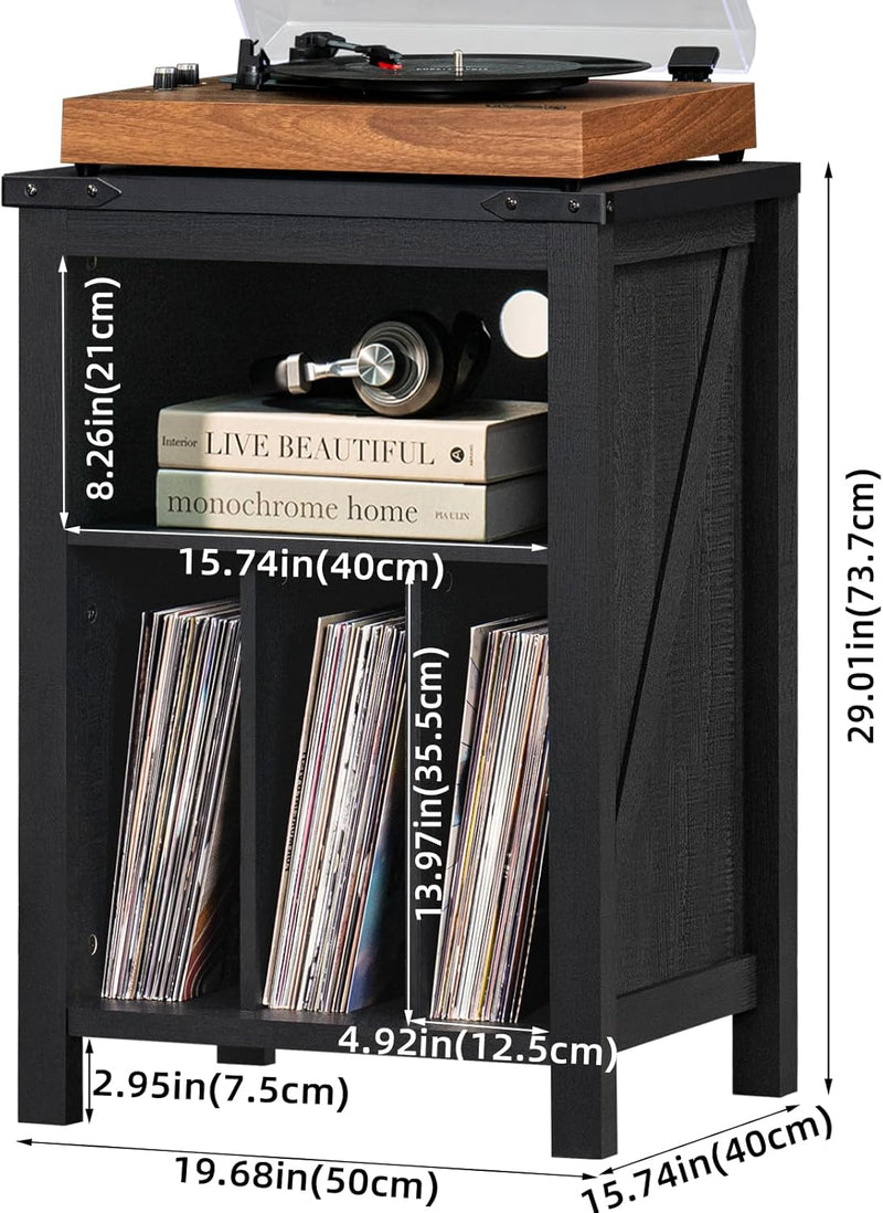 Record Player Stand with Vinyl Storage Large Table