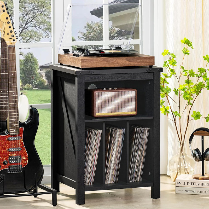 Record Player Stand with Vinyl Storage Large Table