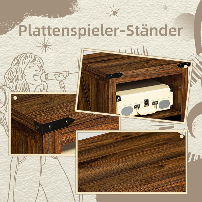 Record Player Stand with Vinyl Storage Large Table