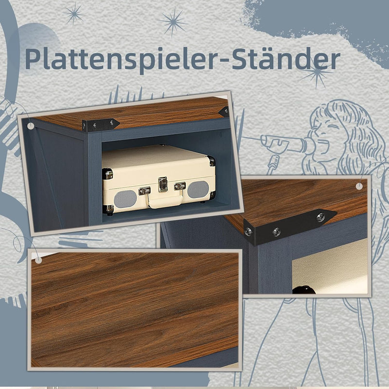 Record Player Stand with Vinyl Storage Large Table