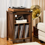 Record Player Stand with Vinyl Storage Large Table