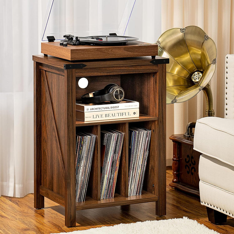 Record Player Stand with Vinyl Storage Large Table
