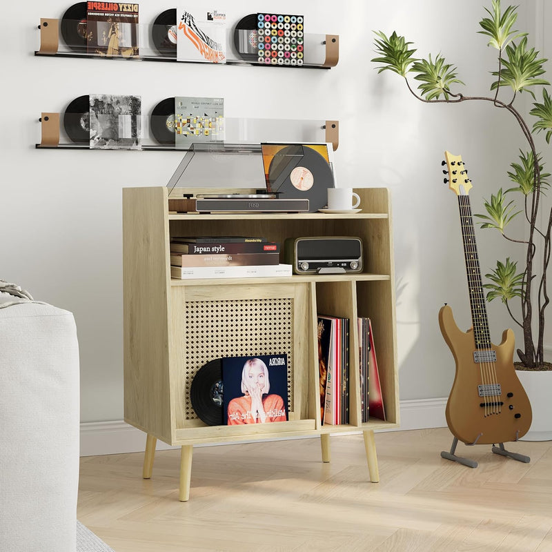 Record Player Stand with Vinyl Storage Table Shelf