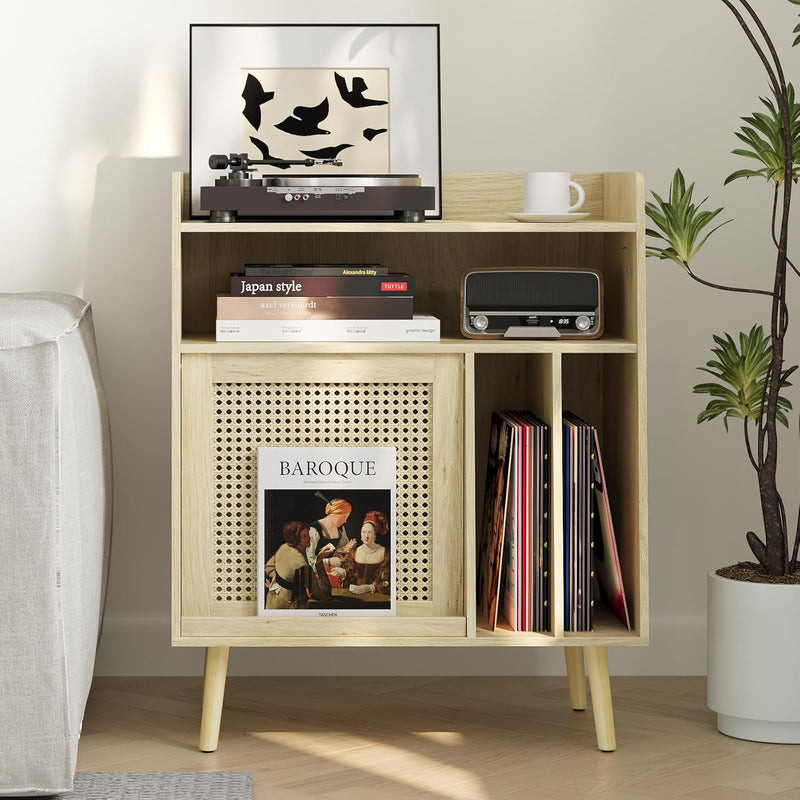 Record Player Stand with Vinyl Storage Table Shelf