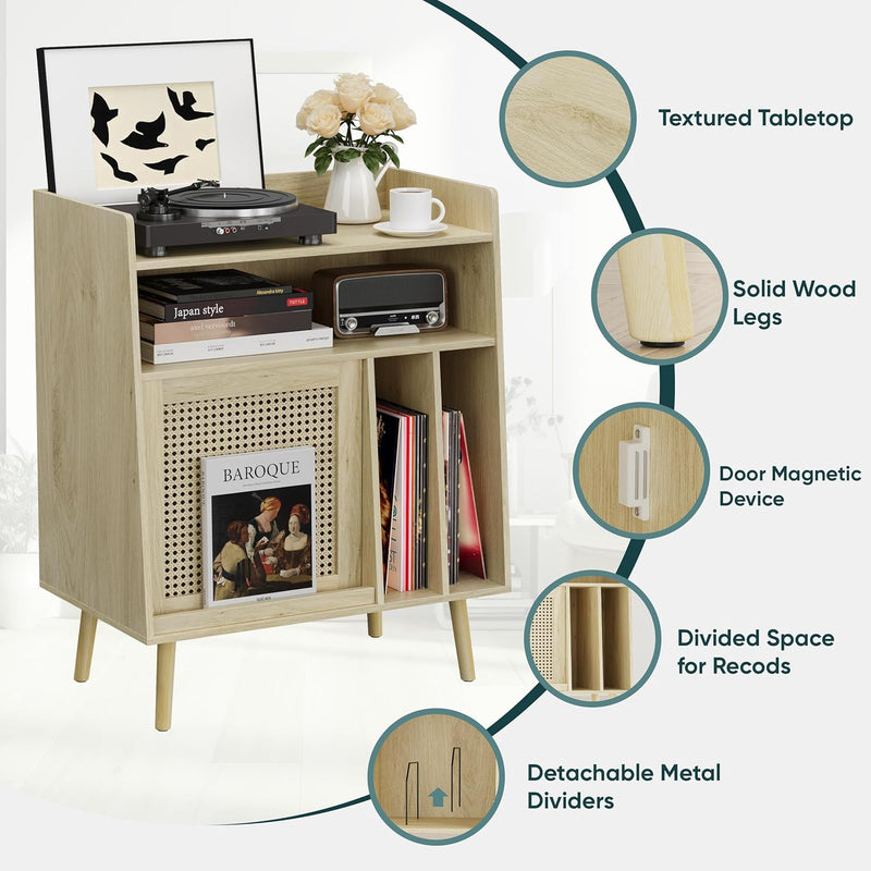 Record Player Stand with Vinyl Storage Table Shelf