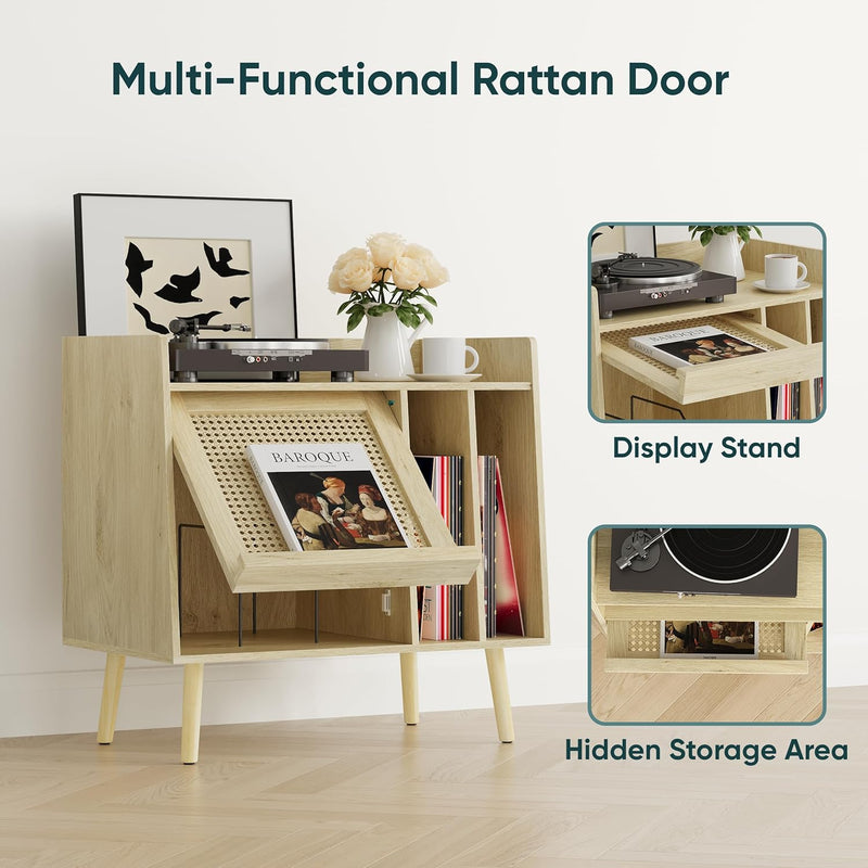 Record Player Stand with Vinyl Storage Table Shelf