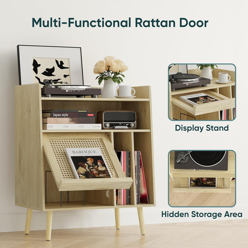 Record Player Stand with Vinyl Storage Table Shelf