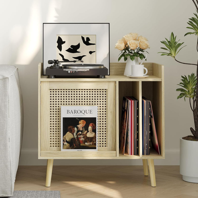 Record Player Stand with Vinyl Storage Table Shelf