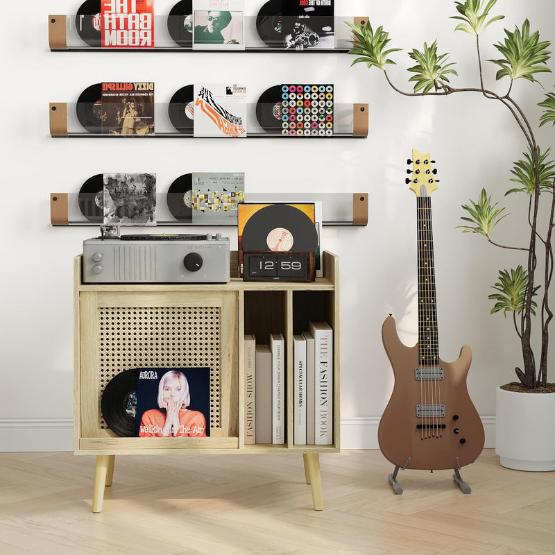 Record Player Stand with Vinyl Storage Table Shelf