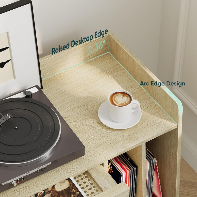 Record Player Stand with Vinyl Storage Table Shelf