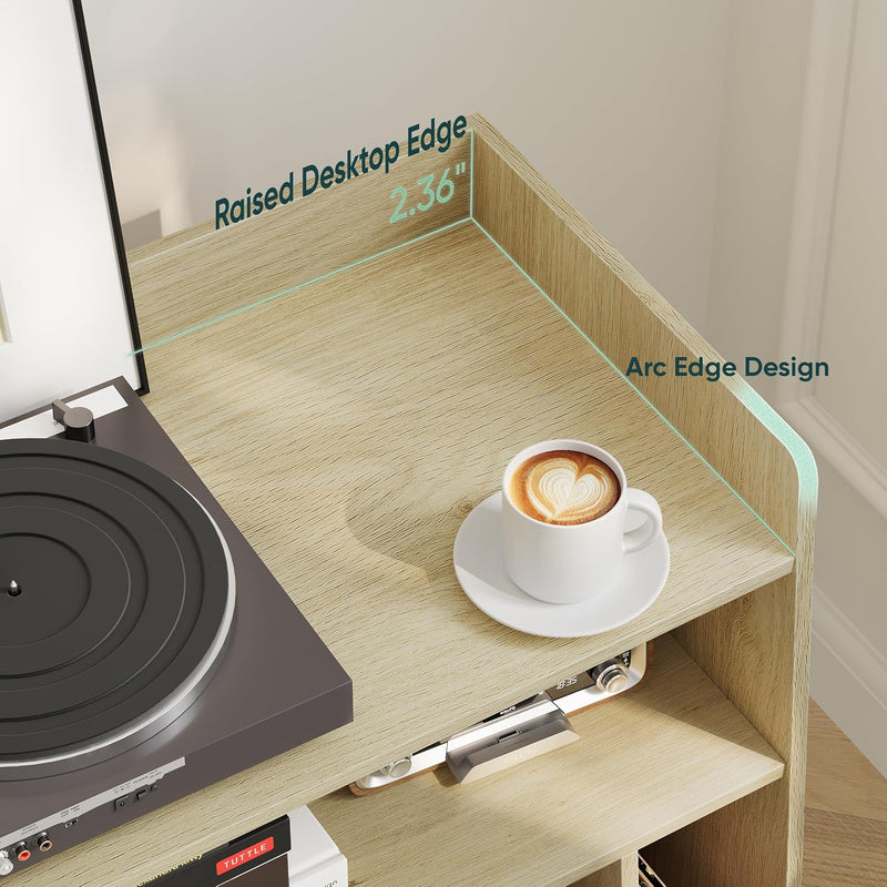 Record Player Stand with Vinyl Storage Table Shelf