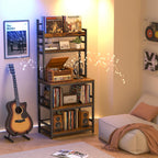 Record Player Stand with Vinyl Storage Turntable Holds