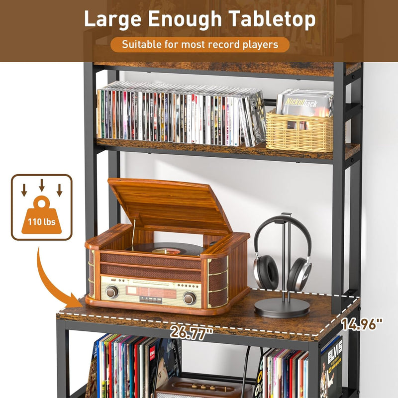 Record Player Stand with Vinyl Storage Turntable Holds