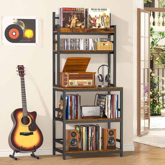 Record Player Stand with Vinyl Storage Turntable Holds