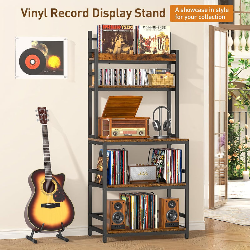 Record Player Stand with Vinyl Storage Turntable Holds