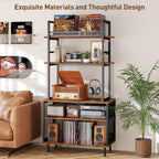 Record Player Stand with Vinyl Storage Turntable Holds