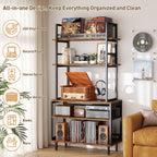 Record Player Stand with Vinyl Storage Turntable Holds